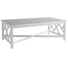 Island Classic Cream and Gray Outdoor Rectangular Quartz Top Cocktail Table