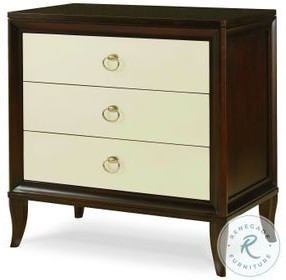 Tribeca American Walnut And Cream 3 Drawer Nightstand