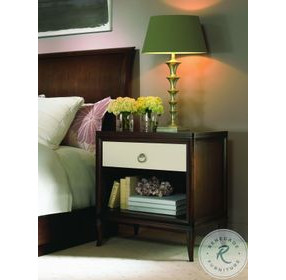 Tribeca American Walnut And Cream 1 Drawer Nightstand