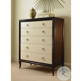 Tribeca American Walnut And Cream 6 Tall Drawer Chest