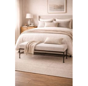 Magnolia White Upholstered Bed Bench