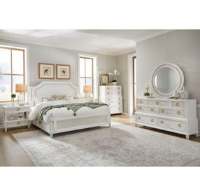 Switchgrass White 7 Drawer Dresser and Round Mirror