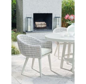 Seabrook Blue and White Upholstered Outdoor Arm Chair