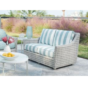 Seabrook Blue and White 58" Outdoor Loveseat
