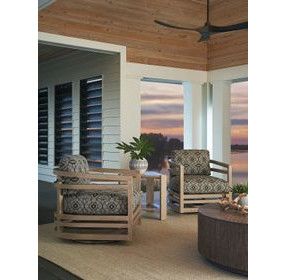 Stillwater Cove Black Upholstered Outdoor Swivel Lounge Chair