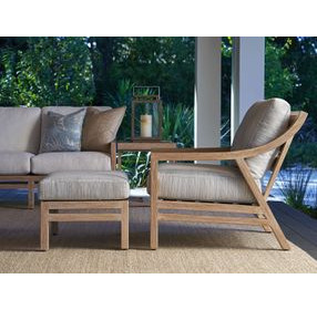 Stillwater Cove Blue Upholstered Rectangular Outdoor Ottoman