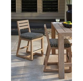 Stillwater Cove Black Upholstered Outdoor Counter Height Stool