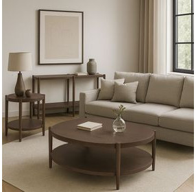 Sinclair Walnut Round Occassional Table Set