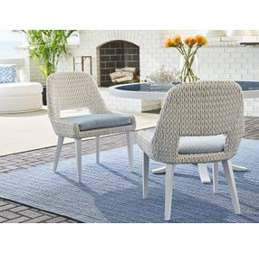 Ocean Breeze Promenade Blue Upholstered Outdoor Occasional Dining Chair