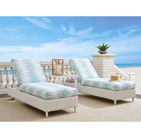 Ocean Breeze Promenade Blue and White 82" Outdoor Chaise