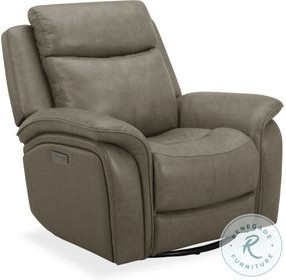 Grant Liverpool Cobblestone Leather Double Power Glider Recliner