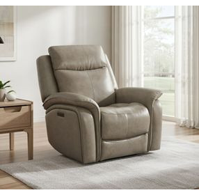 Grant Liverpool Cobblestone Leather Power Glider Recliner