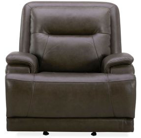 Heston Charcoal Leather Triple Power Swivel Glider Recliner with USB Charging