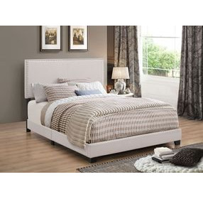 Boyd Ivory California King Upholstered Panel Bed with Nailhead Trim