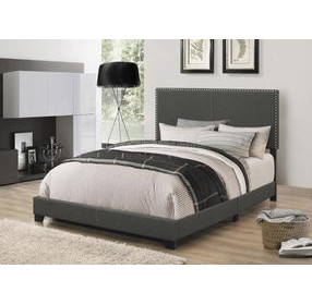 Boyd Charcoal Upholstered Queen Panel Bed