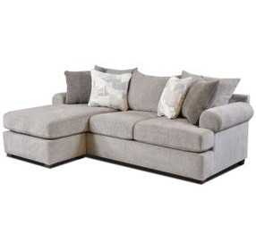 Kittery Pewter Gray 96" Loveseat and Chaise with Throw Pillows
