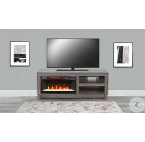 Napa Hearth Gray Walnut Melamine 56" Media Console with Crystal Fireplace Insert