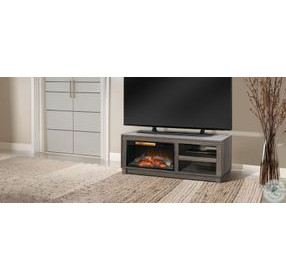 Napa Hearth Gray Walnut Melamine 56" Media Console with Log Fireplace Insert