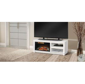 Napa Hearth White Oak Melamine 56" Media Console with Log Fireplace Insert