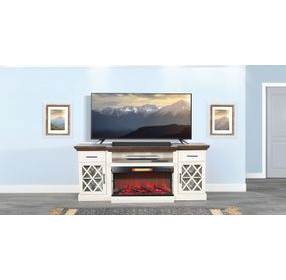 K3512MB Marble White 78" TV Stand with Electric Fireplace and LED