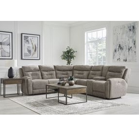 Point Break Mushroom 3 Piece Modular Triple Power Reclining Loveseat Sectional with Console and USB Charging