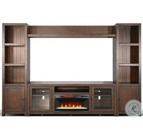 Hearthwood Haven Dark Brown 72" Media Console with Crystal Fireplace Insert