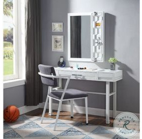 Cargo Gray Fabric and White Office Chair