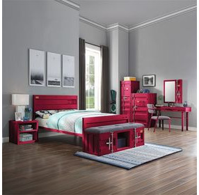 Cargo Red Rectangular Vanity Mirror with Storage