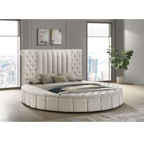 Sonya Ivory Queen Upholstered Panel Storage Bed