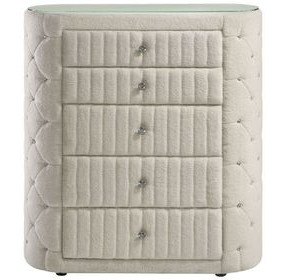 Sonya Ivory Upholstered 5 Drawer Chest