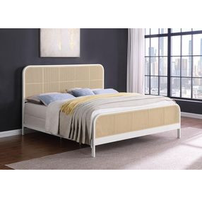 Lanewood White Open Cane Webbing King Metal Bed