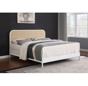 Amherst White Radio Weave Rattan King Metal Bed
