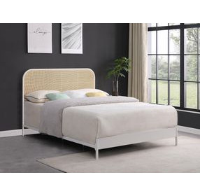 Amherst White Radio Weave Rattan Queen Metal Bed