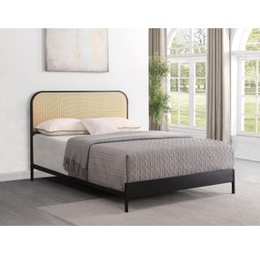 Amherst Black Radio Weave Rattan Queen Metal Bed