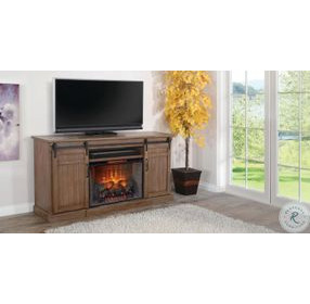 Barnstead Ember Natural 78" Barn Door Media Console with Electric Fireplace