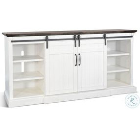 Whimora White 2 Barn Door 78" TV Console with Fireplace