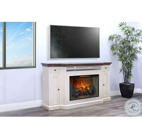 Cozy Luxe White 72" Media Console with Electric Fireplace