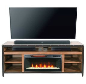 San Diego Antique Brown 63" TV Stand with Electric Fireplace and LED