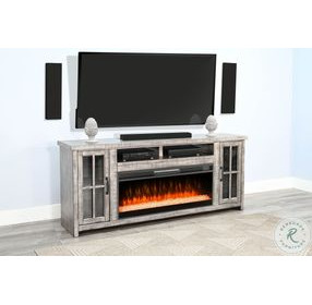 Crystal Ember Gray 79" Media Console with Electric Fireplace