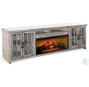 Glass Haven Gray 98" Media Console with Electric Fireplace