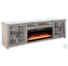 Crystal Ember Gray 98" Media Console with Electric Fireplace