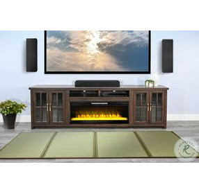 Crystal Ember Dark Brown 98" Media Console with Electric Fireplace