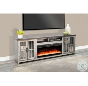 Prismfire Nest Tobacco Leaf and Alpine Gray 79" Media Console with Crystal Fireplace Insert