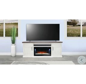 Maple Haze White 72" Media Console with Electric Fireplace