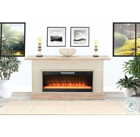 Sagewyn Wheat Pavestone 72" Media Console with Crystal Fireplace Insert