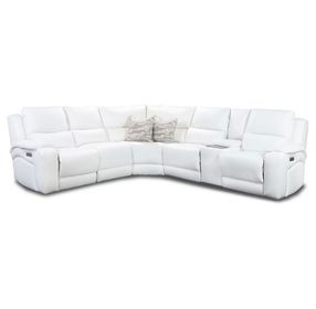 Brookfield White Leather 6 Piece Modular Zero Gravity Triple Power Reclining Sectional with USB Charging
