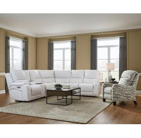 Brookfield White Leather 6 Piece Modular Zero Gravity Triple Power Reclining Sectional with Console and USB Charging