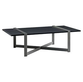 Del Mar Satin Black and Platinum Gray Rectangular Occassional Table Set