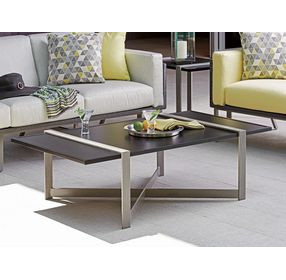 Del Mar Satin Black and Platinum Gray Rectangular Cocktail Table