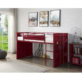 Cargo Red Twin Loft Bed with Slide